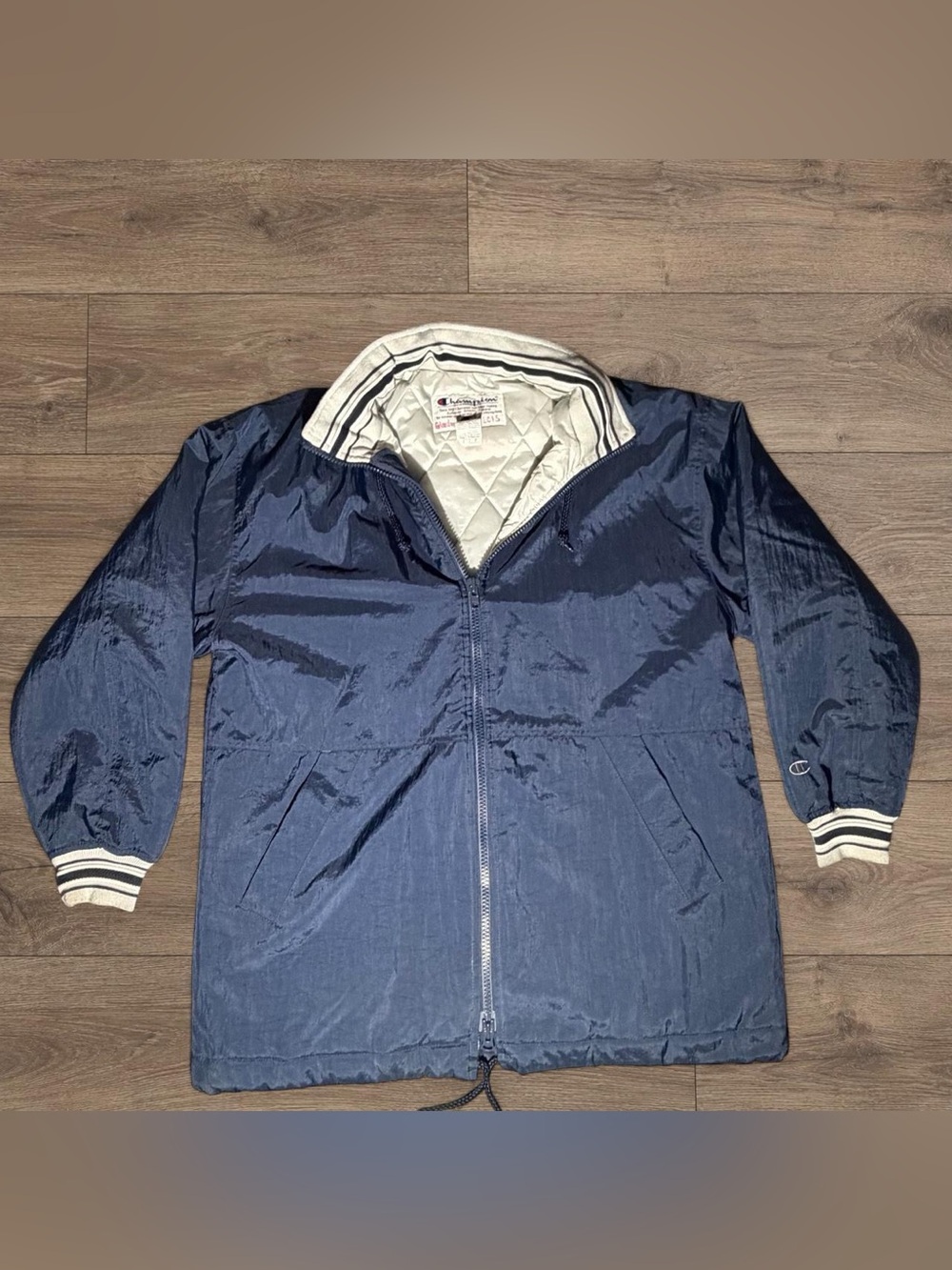 Vintage 90s Champion Navy Quilted Nylon Jacket Small